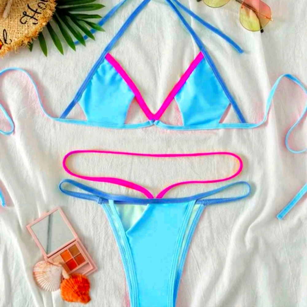 Blue and Pink Bikini